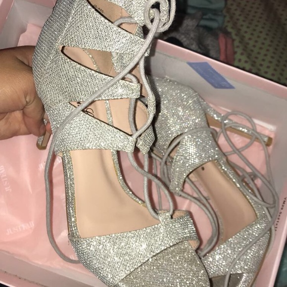 cute silver high heels